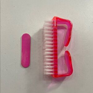 Pink Nail Brush and File Set
